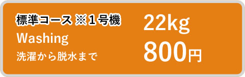 標準コース ※１号機 Washing 洗濯から脱水まで 22kg 1,000円